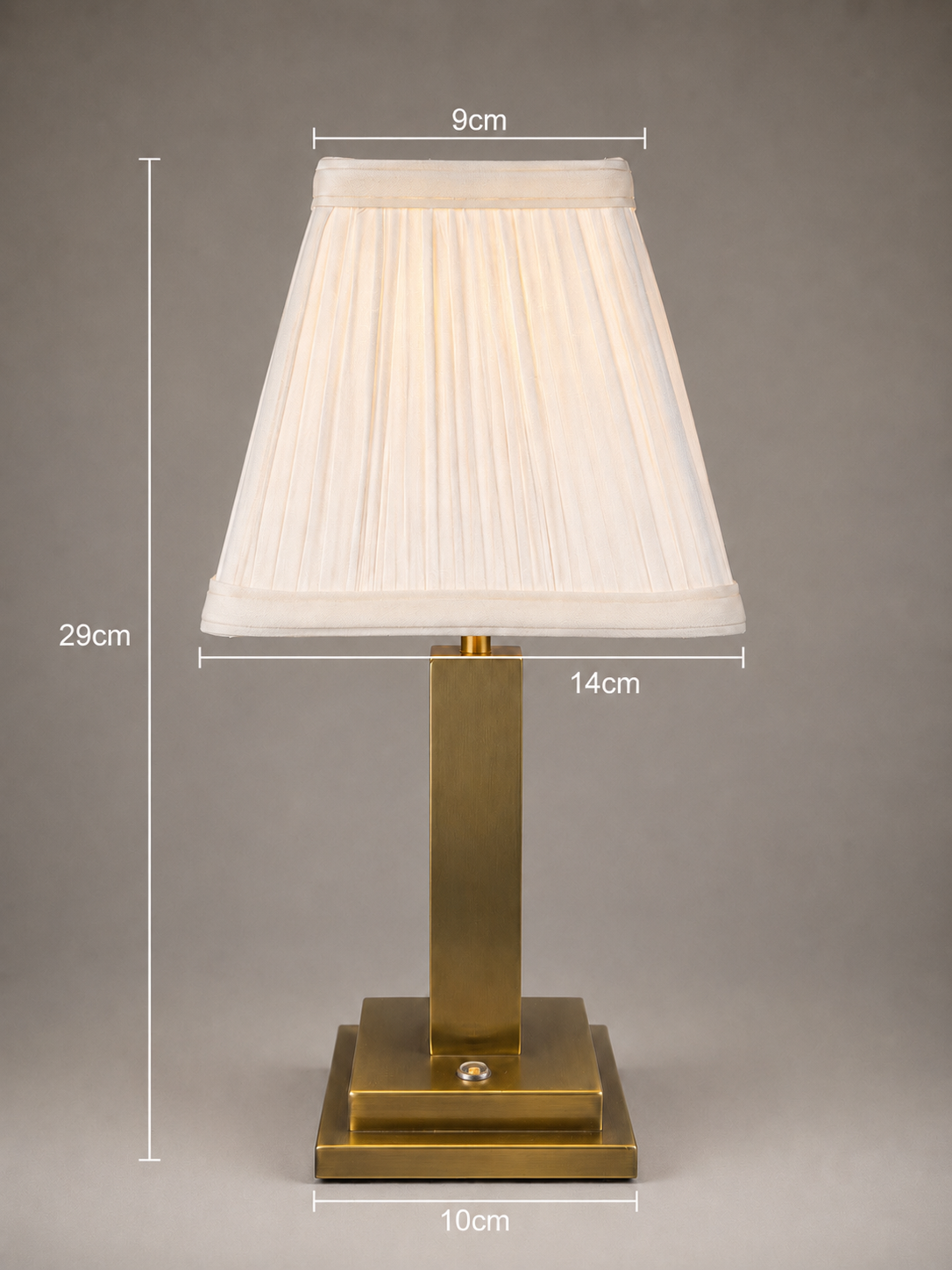 Trafalgar brass rechargeable lamp - Olive green velvet shade
