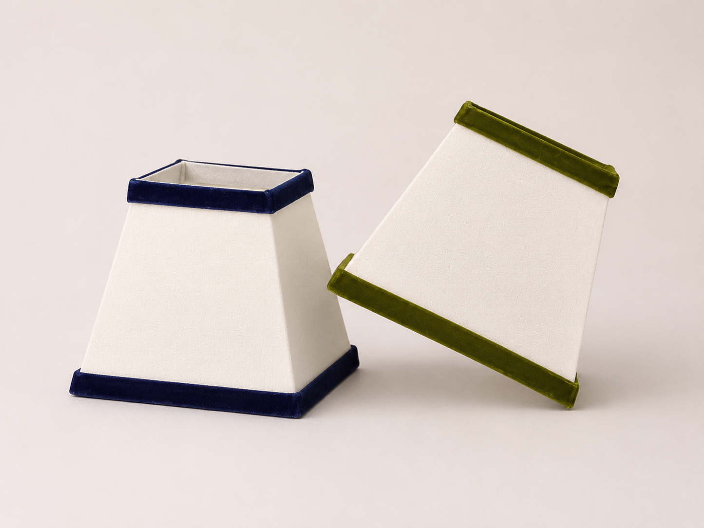Brushed brass rechargeable table lamp with white linen and navy blue velvet shade