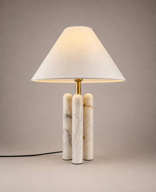 Sculptural marble table lamp