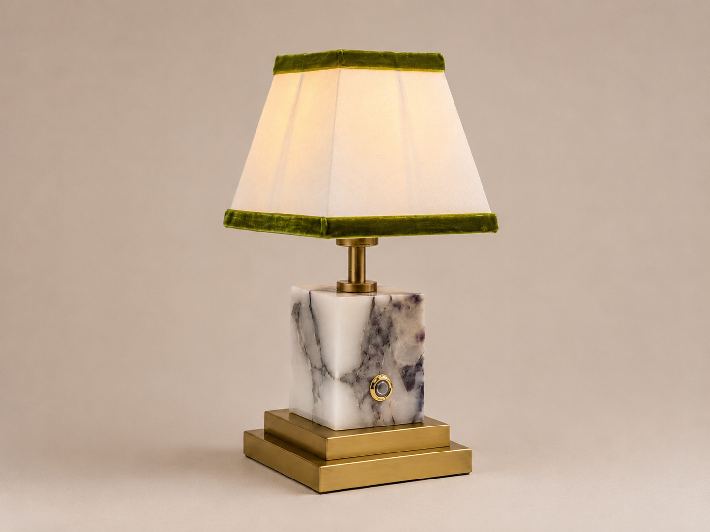 Marble & Brushed Brass Rechargeable Table Lamp - Choice Of Shade