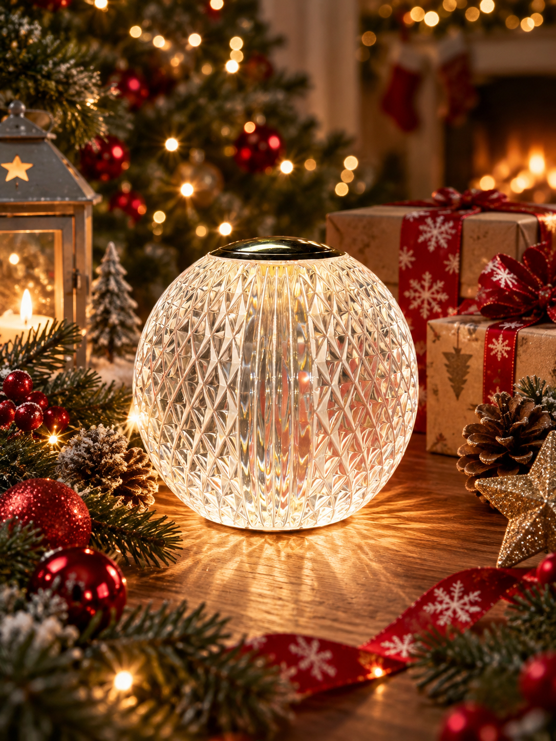 Crystal Effect Rechargeable Globe Lamp