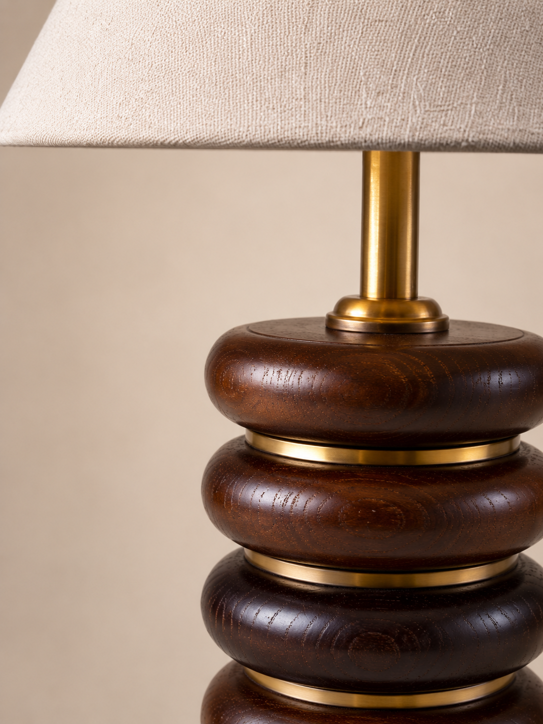 Mid Century Style Wood & Brass Table Lamp