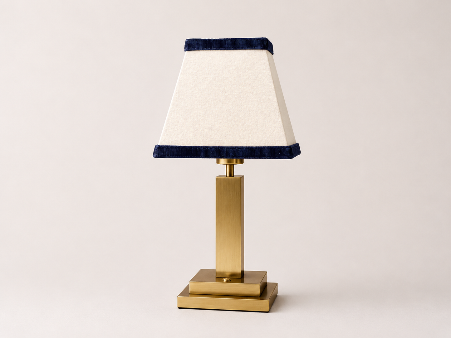 Trafalgar brass rechargeable lamp - Navy velvet shade