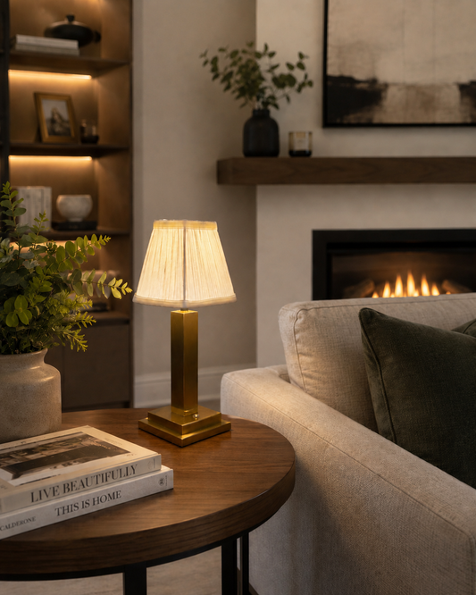Trafalgar brass rechargeable lamp