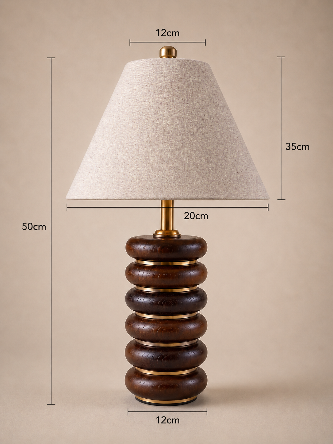 Mid Century Style Wood & Brass Table Lamp