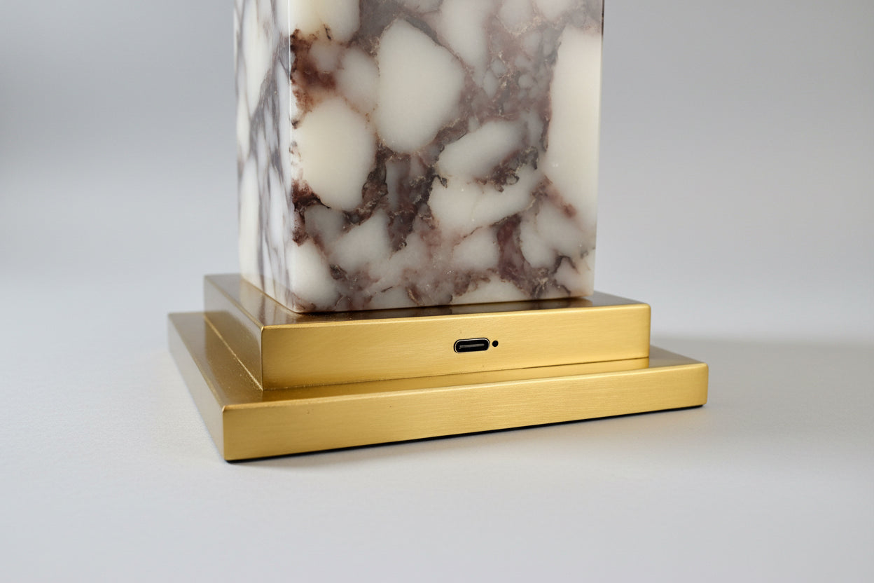 Violetta Marble & Brass Rechargeable Table Lamp