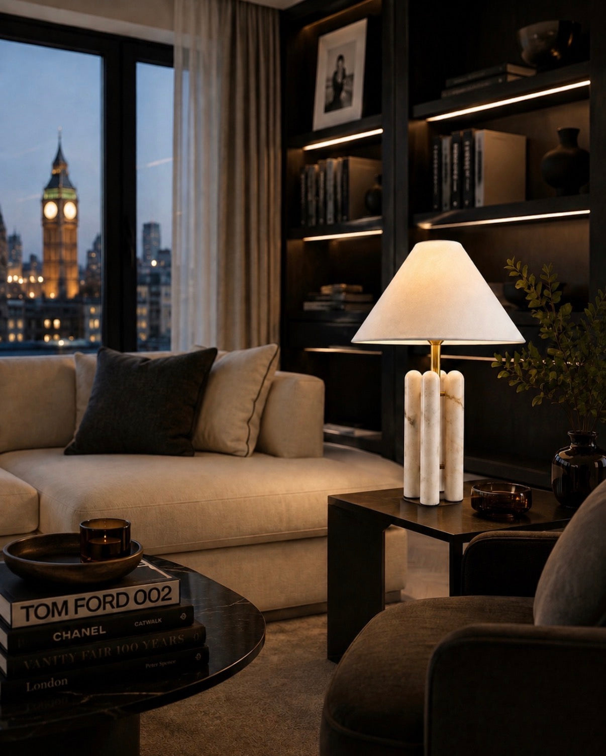 Sculptural Marble Table Lamp