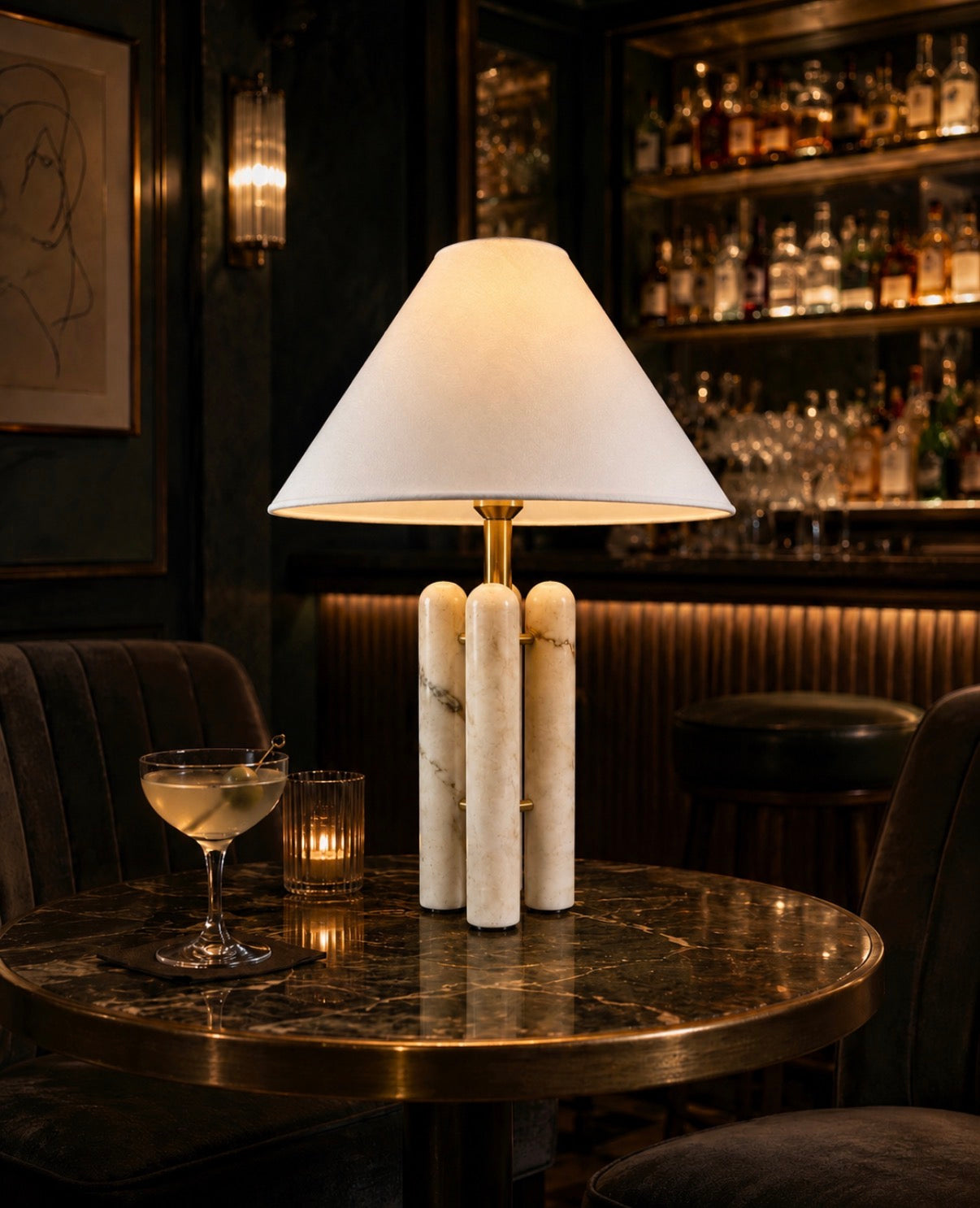 Sculptural Marble Table Lamp