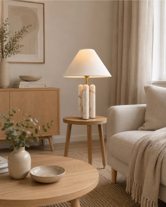 Sculptural marble table lamp